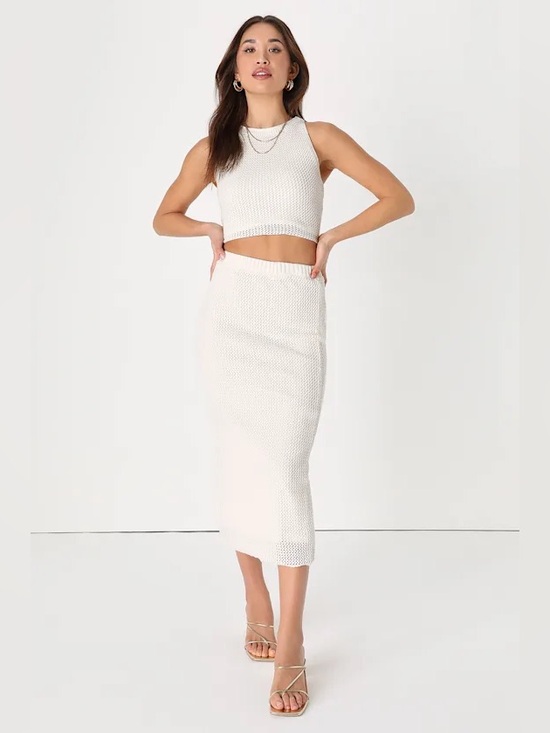 Lulus Dresses & Skirts - Lulus Ivory Crochet Lace-Up Two-Piece Set